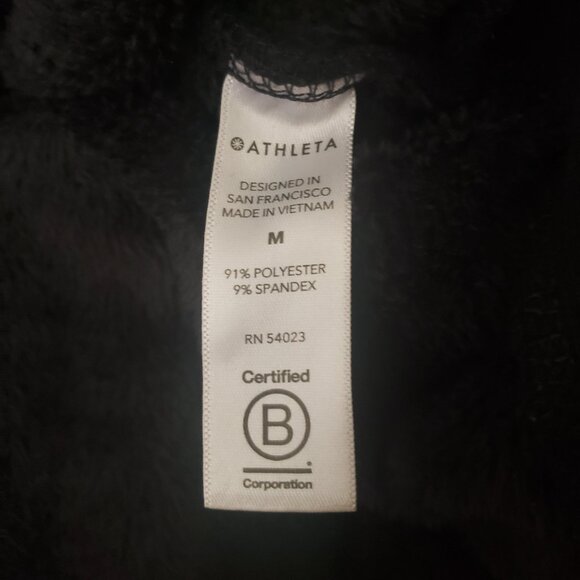 Athleta Double Cozy Karma Funnel Neck Velour Sweatshirt Sweater Black Medium - Picture 7 of 8